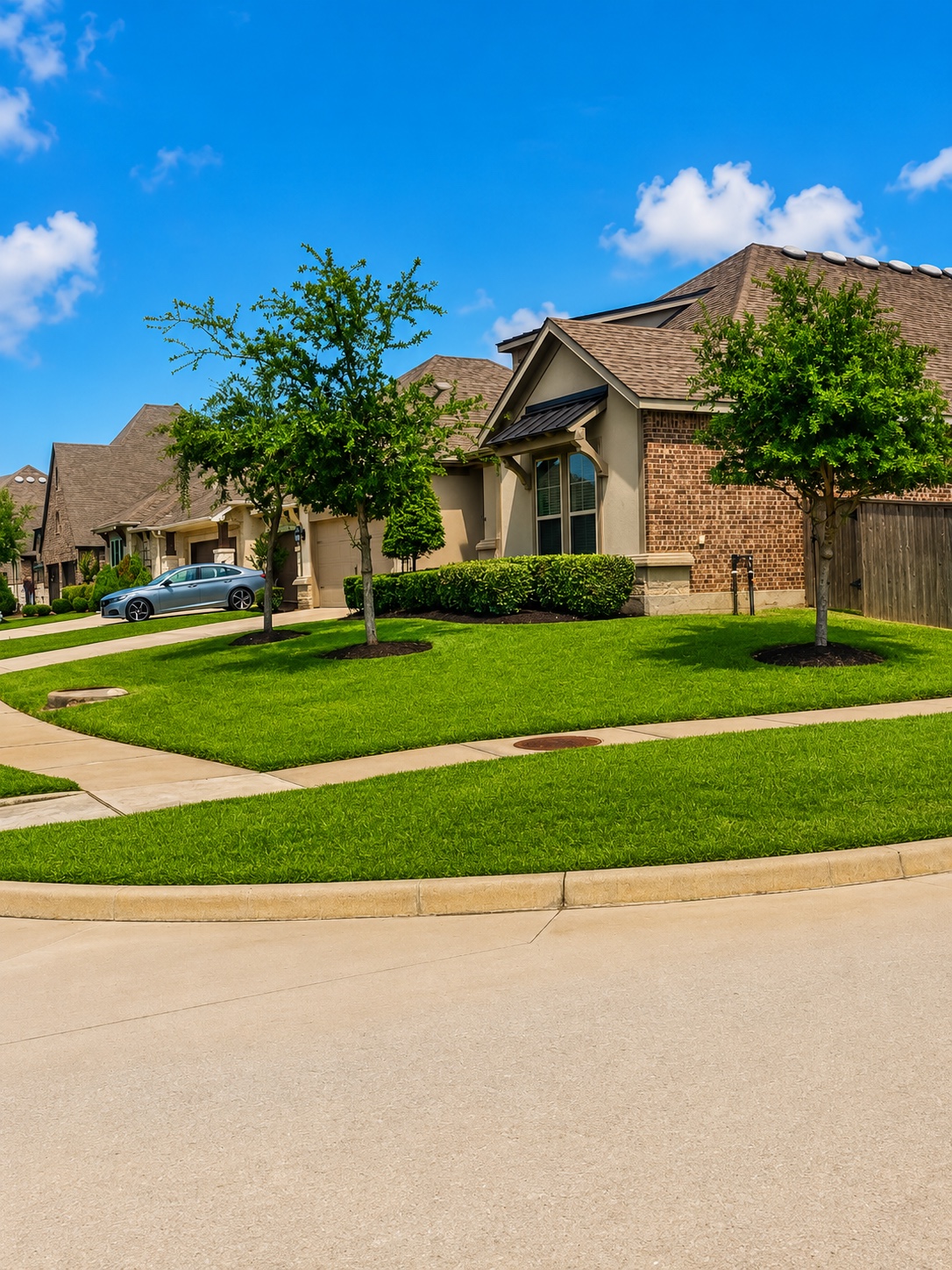 Freshly cut and edged front lawn
